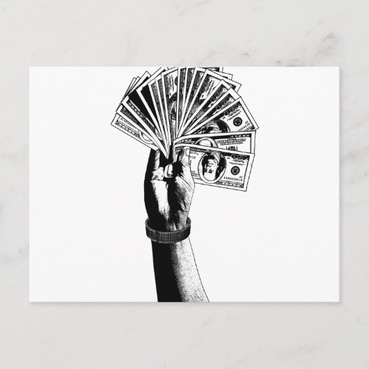 Carte Postale Main de main de 100 dollars Bills argent art (Devant)