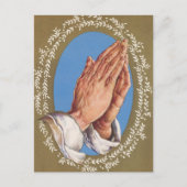 Carte Postale main de prière vintage rétro Noël (Devant)