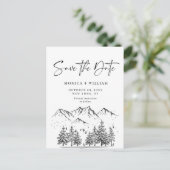 Carte Postale Main Drawn Mountains Forest Wedding Enregistrer la (Debout devant)