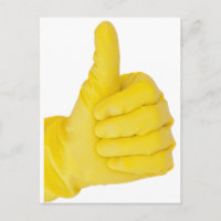 Main en gant de latex jaune