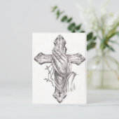 Carte Postale Main et croix de prière (Debout devant)