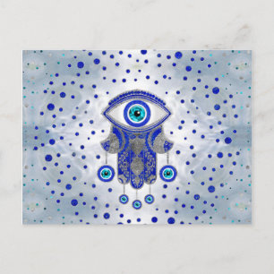 Carte Postale Main Hamsa - Main de Fatima Lapis Lazuli et Argent