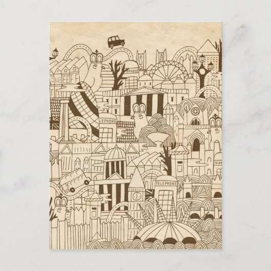 Carte Postale Main Londres tirée sur vieux papier (Devant)