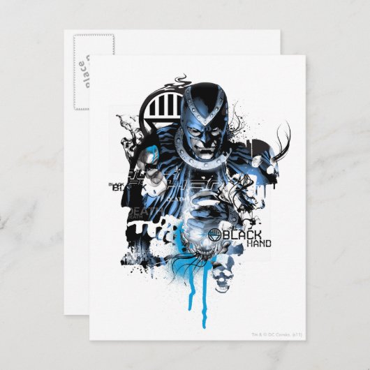 Carte Postale Main noire - Collage bleu (Devant / Derrière)