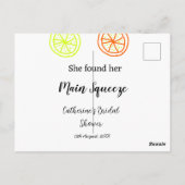 Carte Postale Main Squeeze citron citron mariage enter nom d (Dos)