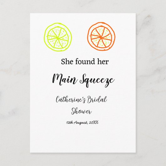 Carte Postale Main Squeeze citron citron mariage enter nom d (Devant)