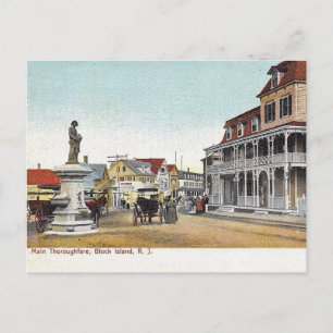 Carte Postale Main St, Block Island, Rhode Island, Vintage