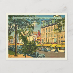 Carte Postale Main St, Saratoga Springs NY Vintage