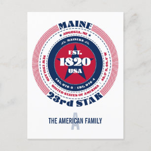 Carte Postale Maine, Augusta, ME, Patriotique, Monogramme