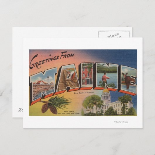 Carte Postale Maine (Capitale/Fleur d'État) (Devant / Derrière)