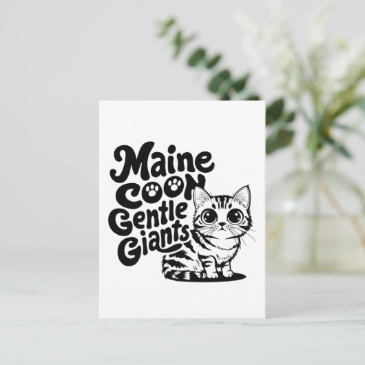 Carte Postale Maine Coon Géants gentils Chat (Debout devant)