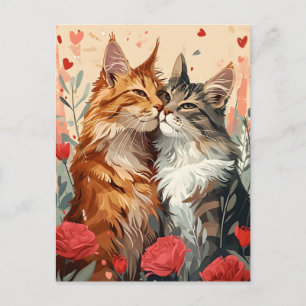 Carte Postale Maine Coon Saint Valentin