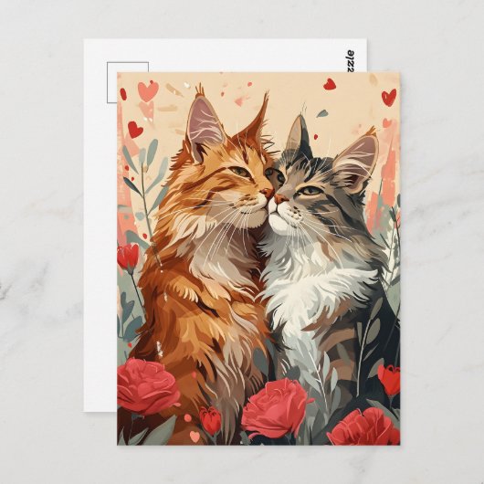 Carte Postale Maine Coon Saint Valentin (Devant / Derrière)