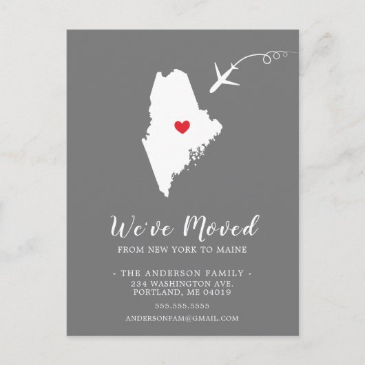 Carte postale MAINE de l'État de déplacement (Devant)