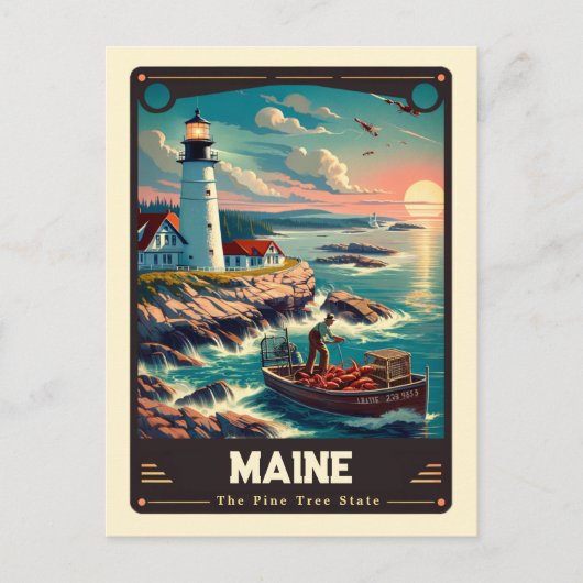 Carte Postale Maine | Esprit patriotique Vintage (Devant)