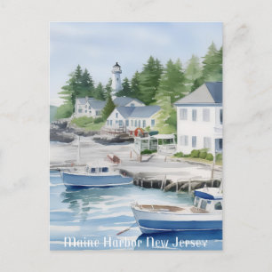 Carte Postale Maine Harbour New Jersey Watercolor Art