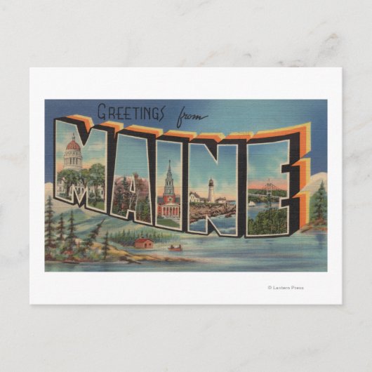 Carte Postale Maine (Hiver)Grandes Scènes de lettres (Devant)