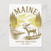 Carte Postale Maine Le Pine Tree State Est. 1820 Moose Travel (Devant)