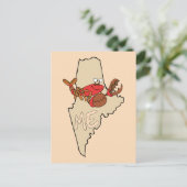 Carte Postale Maine ME Cartoon Map with Lobster Art Postcard (Debout devant)