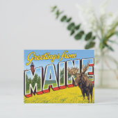 Carte Postale Maine Moose and Lighthouse (Debout devant)