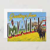 Carte Postale Maine Moose and Lighthouse (Devant / Derrière)
