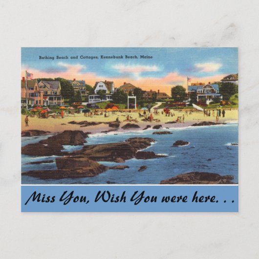 Carte Postale Maine, Plage & Cottages, Kennebunk Beach (Devant)