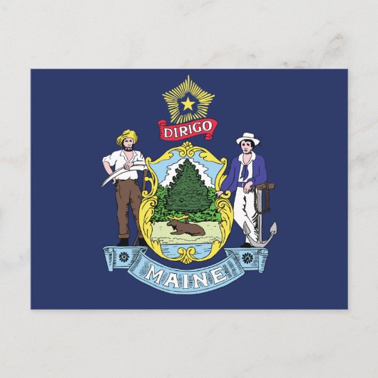 Carte Postale Maine State Flag Pine Tree State Seal & Moose (Devant)