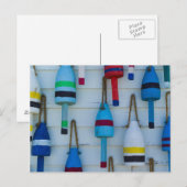 Carte Postale Maine, Stonington, bouées décoratives de homard (Devant / Derrière)