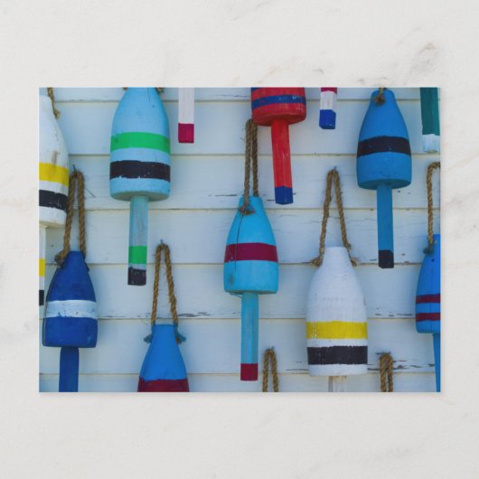 Carte Postale Maine, Stonington, bouées décoratives de homard (Devant)