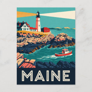 Carte Postale Maine USA Côte Rocheuse Nouvelle-Angleterre Voyage