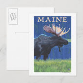 Carte Postale MaineMoose au clair de lune (Devant / Derrière)