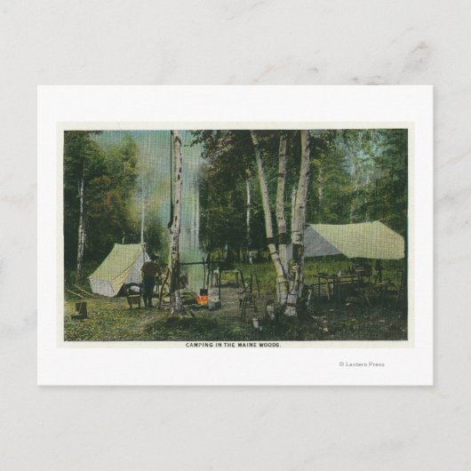Carte Postale MaineVue d'un terrain de camping dans le Maine Woo (Devant)