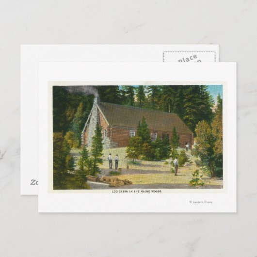 Carte Postale MaineVue d'une cabane en rondins dans les bois du (Devant / Derrière)