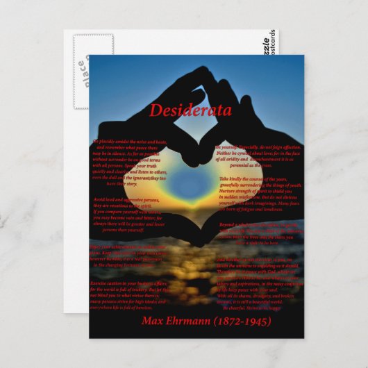 Carte Postale Mains (Devant / Derrière)