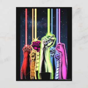 Carte Postale Mains dans l'air avec anneaux -Couleur