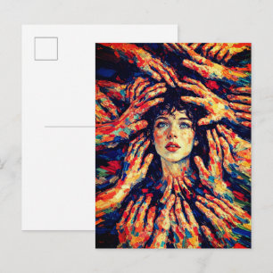 Carte Postale Mains de femme couvrant le visage Émotion intense