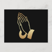 Carte Postale Mains de prière d'or (Devant)