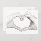 Carte Postale Mains en forme de coeur (Devant / Derrière)