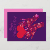 Carte Postale Mains et coeur | HEUREUSE SAINTE-VALENTIN (Devant / Derrière)