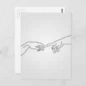 Carte Postale Mains montrant la création d'Adam (Devant / Derrière)