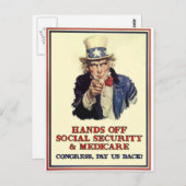 Carte Postale Mains outre de la sécurité sociale (Devant / Derrière)