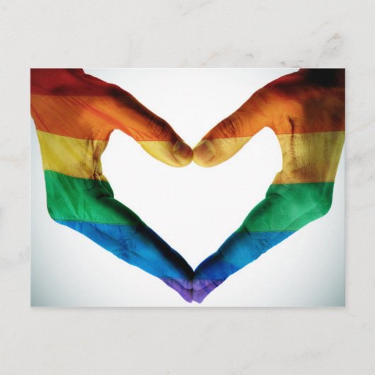 Carte Postale Mains peintes comme un coeur arc-en-ciel (Devant)