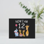 Carte Postale Maintenant, j'ai 12 ans 12e anniversaire au Zoo (Debout devant)