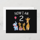 Carte Postale Maintenant, j'ai 2 ans 2e anniversaire au Zoo (Devant / Derrière)