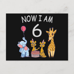 Carte Postale Maintenant j'ai 6 ans 6ème anniversaire au Zoo