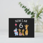 Carte Postale Maintenant j'ai 6 ans 6ème anniversaire au Zoo (Debout devant)