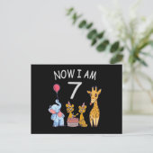 Carte Postale Maintenant j'ai 7 ans 7ème anniversaire au Zoo (Debout devant)