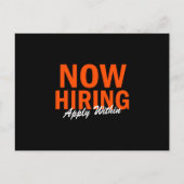 Carte Postale Maintenant, l'embauche s'applique dans (Devant)