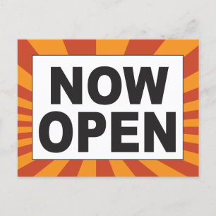 Carte Postale Maintenant Ouvert pour les affaires avec des rayon