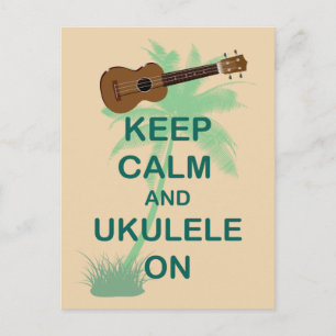 Carte Postale Maintenez le calme et Ukulele sur une impression a